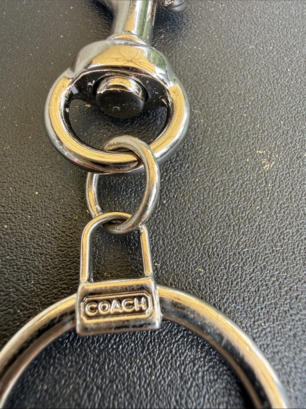 Vintage Coach Silver-Tone Key Ring with Clip